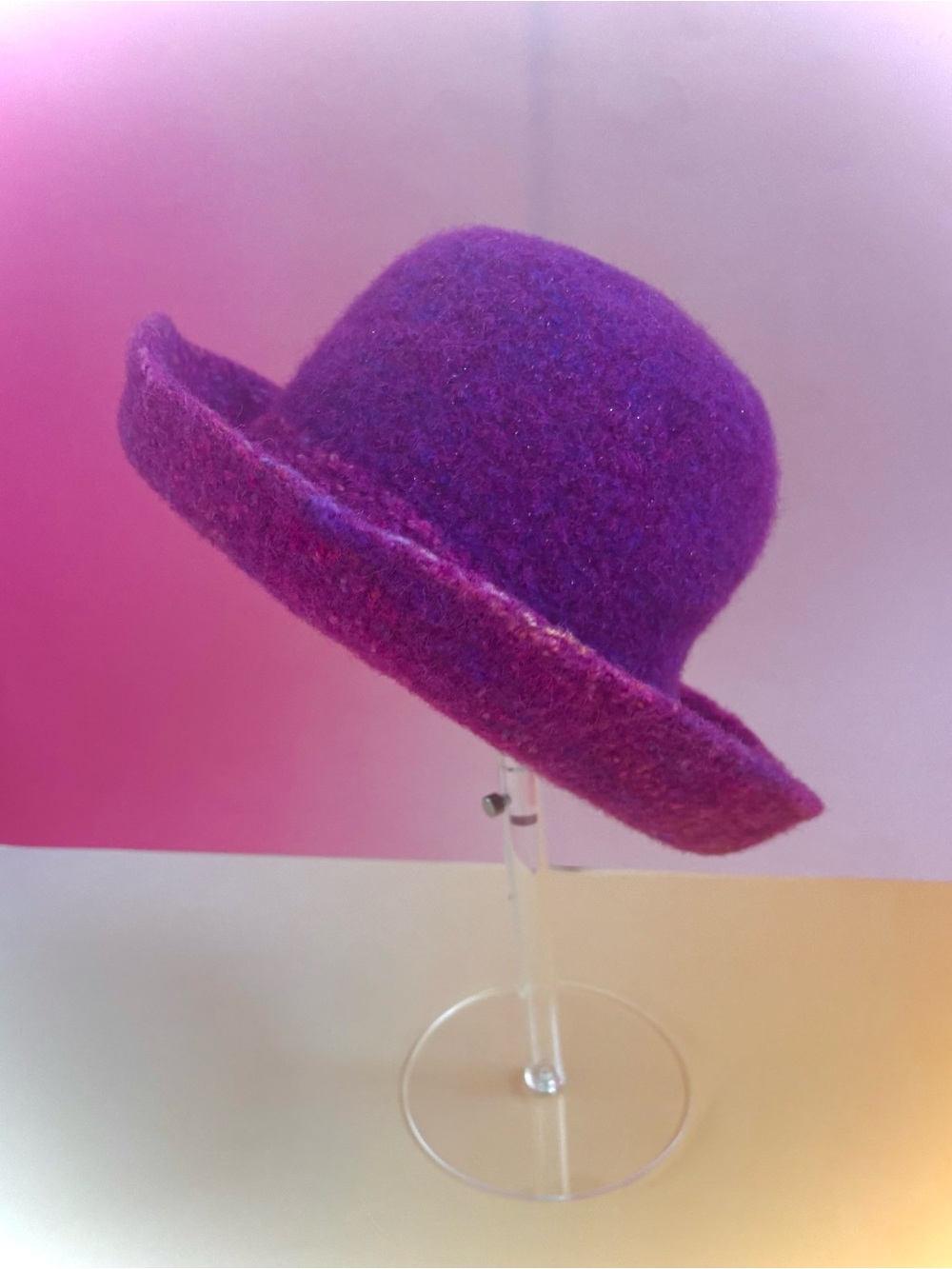 Purple Felt Bowler Hat - Women Accessories